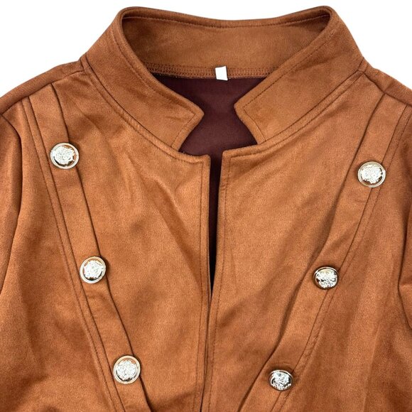 Military Style Faux Suede Jacket - Picture 4 of 9